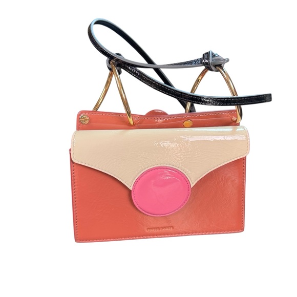 Danse Lente Handbags - Danse Lente Phoebe Rosewood Pink Cream Brown Patent Leather Small Bag (flaw)